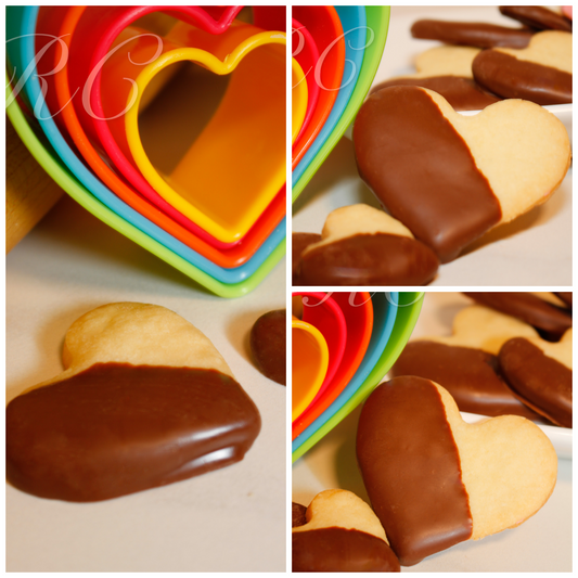 Chocolate Dipped Shortbread Hearts set 6